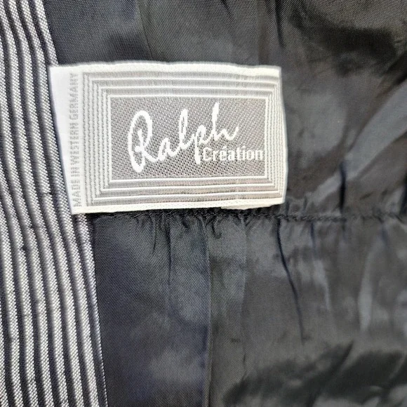 Vintage Ralph Creation W.Germany Skirt Set‎ Gray Pinstripe Belted Peplum Blouse - Picture 10 of 13